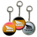 2" Round Metallic Key Chain w/ 3D Lenticular Changing Color Effects - Pink/Yellow/Black (Imprinted)